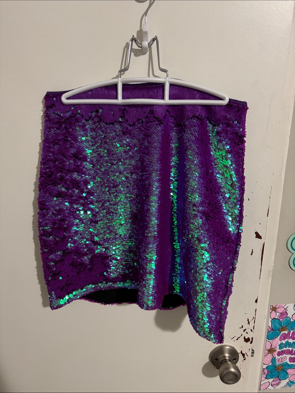 Junior's S Wild Fable Reversible Sequin Mini Skirt Purple - Polyester Blend